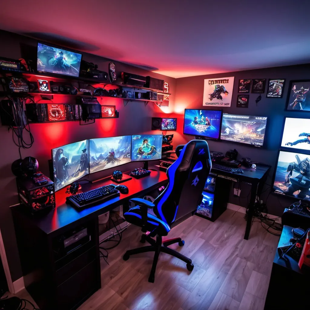 Prompt: seetup gamer room