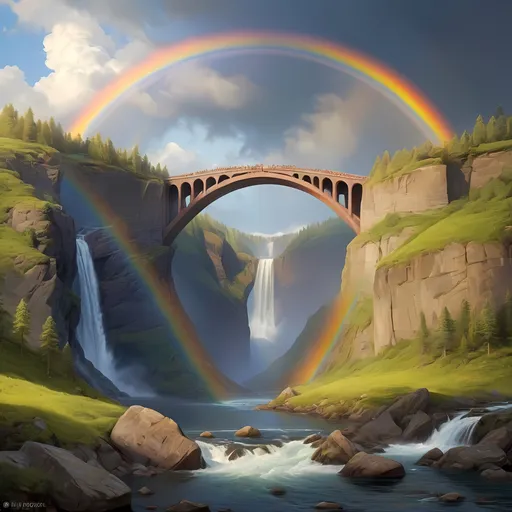 Prompt: The Rainbow Bridge according to the Norse mythology.