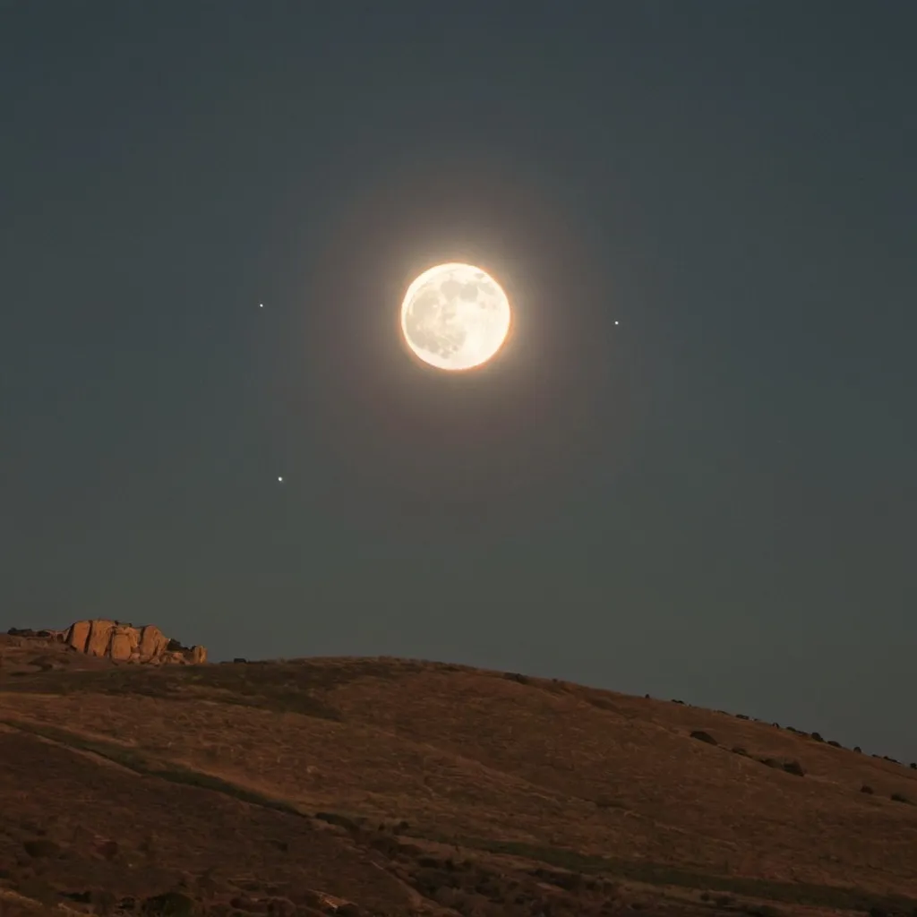 Prompt: last creation, sun in the top right, fases of the moon arching over head