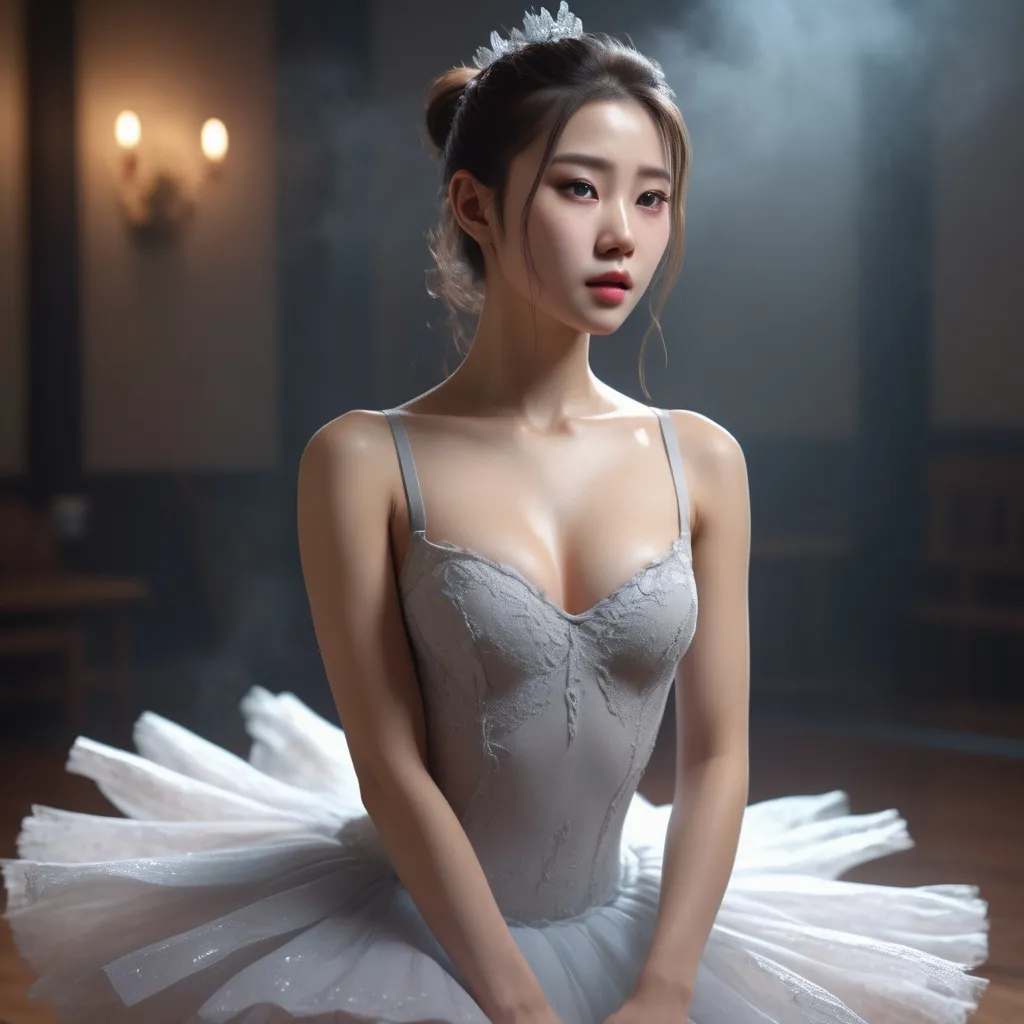 Prompt: splash art, hyper detailed, ultra realistic, highly detailed, surreal heavy mist, AI defined exquisitely beautiful, totally ultra realistic young adult Korean, gorgeously detailed facial features, sumptuous cleavage, perfect body proportions, ultra pale, ultra glamorous ballerina, walking in a swirling fog,

Perfect studio lighting, perfect shading, impeccable contrast, HDR, UHD, high res, 64k, cinematic lighting, special effects, hd octaneArtgerm, WLOP, dynamic studio quality lighting hyper-detailed, intricately detailed, Splash art, trending on Artstation, triadic colors, Unreal Engine 5 volumetric lighting, unreal engine, octane render.