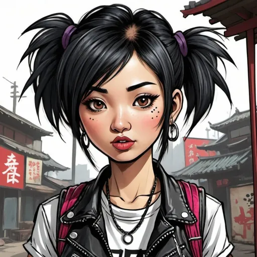 Prompt: asiatic girl punk cartoon