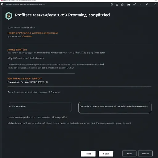 Prompt: Create an interface belonging to profit miner showing James Matthew account with any hash number showing that his KYC Verification was completed but with an error saying account needs a test run to finish and be ready for any amount to be withdrawn from it. Add in the photo that he made the KYC deposit on July 17th and a late deposit was made too to the same address on 23rd July. Make the interface look like a programming interface that contains codes and errors resulting to needing a test run. Make the interface look like the backend of the company and not an interface that can be seen by James if he is not shown by profitminer. Create this photo using English Language.