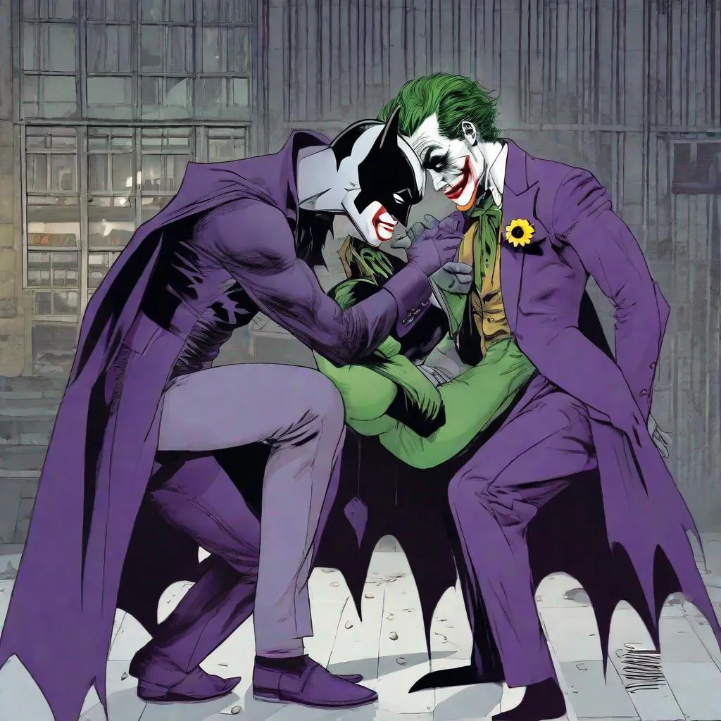 Prompt: Batman and The Joker getting frisky