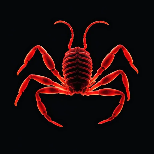 Prompt: Red Scorpio shaped light painting black backdrop, minimalistic, elegant line design