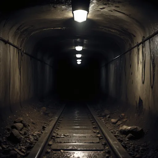 Prompt: The underground an abyss full of dark eerie sinister 