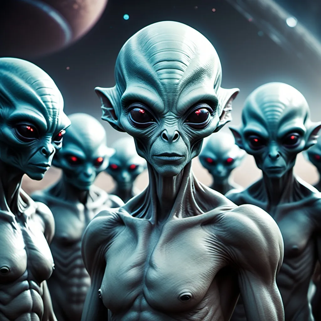 Prompt: Create a cinematic photoshoot of an extraterrestrial alien races of a different kingsome standing with their soldiers in front of each races wanting to conquer a planet  