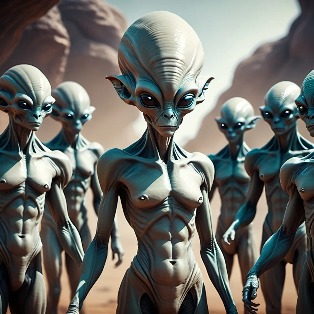 Prompt: Create a cinematic photoshoot of an extraterrestrial alien races of a different kingsome standing with their soldiers in front of each races wanting to conquer a planet  