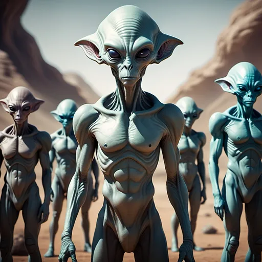 Prompt: Create a cinematic photoshoot of an extraterrestrial alien races of a different kingsome standing with their soldiers in front of each races wanting to conquer a planet  