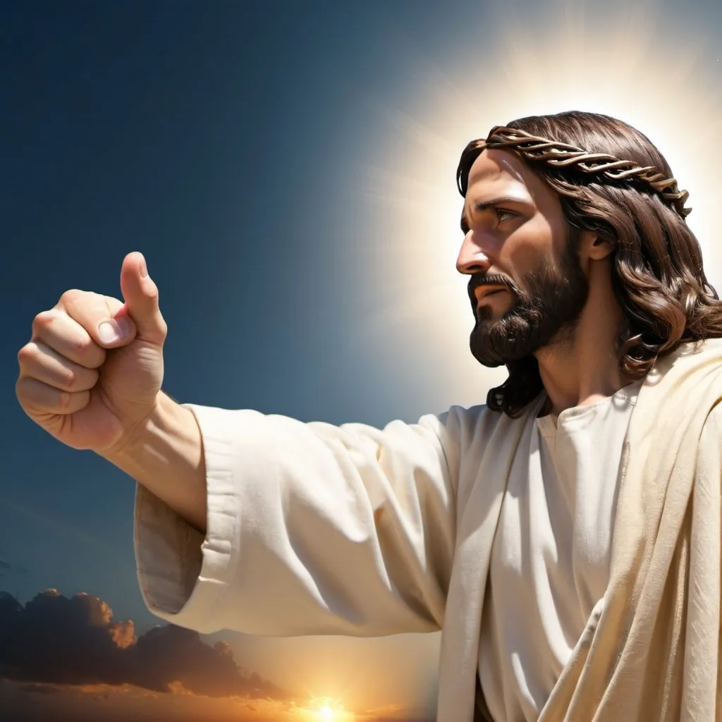 Prompt: Jesus Christ fist bumping from the sky