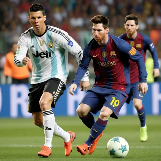 Prompt: Ronaldo and messi working and enjoy hd