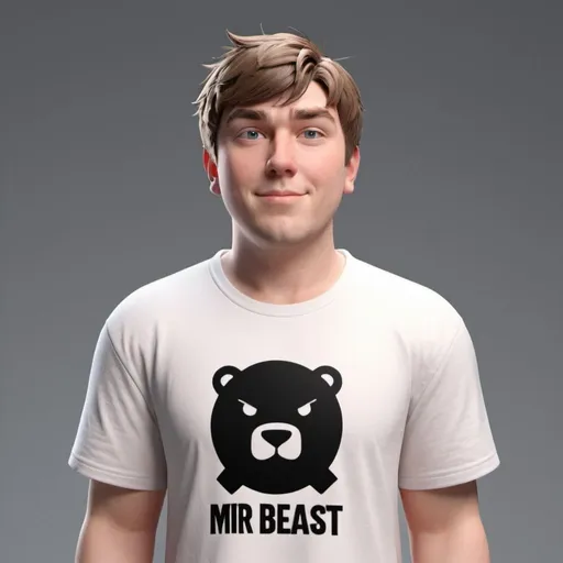 Prompt: Mr beast wearing a white T shirt 3D animated 