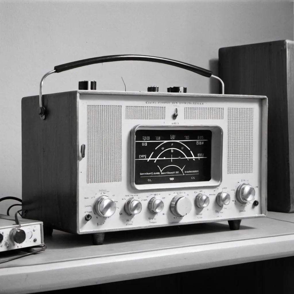 Prompt: create and advanced shortwave radio receiever from sweden 1958