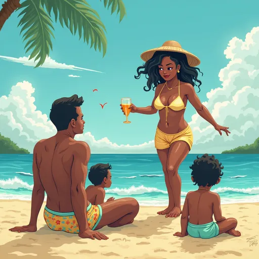 Prompt: It was Saturday afternoon when Chipo was sitting at the beach playing with her two kids and her husband. The heat was scorching with the recording of the highest temperature of that particular day in history since 1944. Warnings had been heard everywhere in TV’s and radios about this heat alert. Some people especially the elderly had suffered heat strokes. The atmosphere was humid. Staying indoors was a non starter especially with little kids that’s why Chipo had decided to take her children out for a breeze, at least. The beach was packed. Some were having barbarques, some swimming, some lying down and most walking around. As Chipo was relaxing and enjoying the breeze from the beach she went down to her memory land and saw how she ended up in that Country. At the beach, she had also met with a two of her friends and she just decided to share her story.
