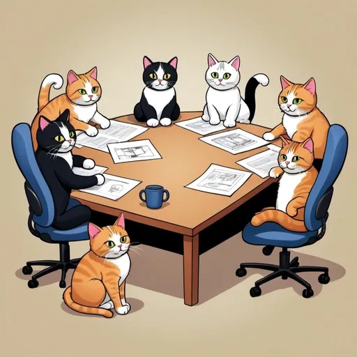 Prompt: 
Projects, teamwork, cats, cartoon 








