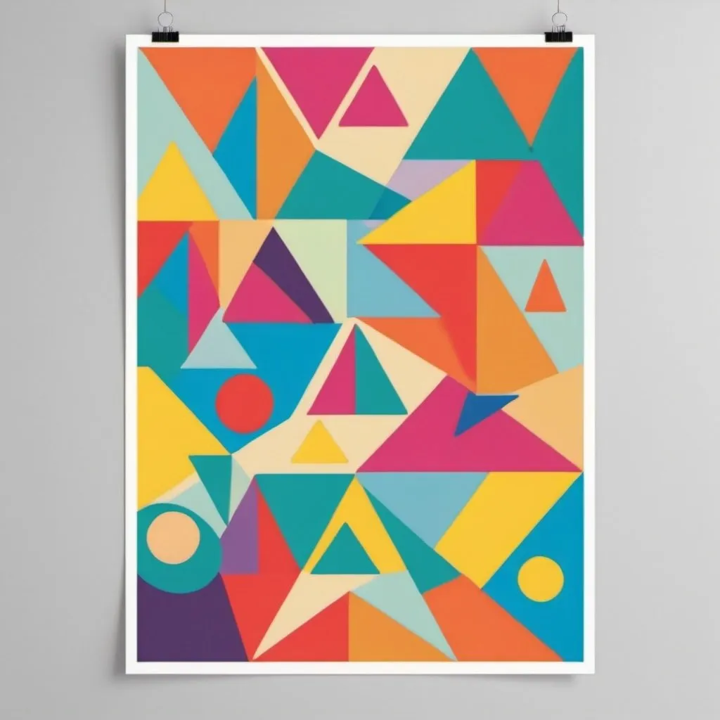 Prompt: fun colorful children's shapes angles poster art