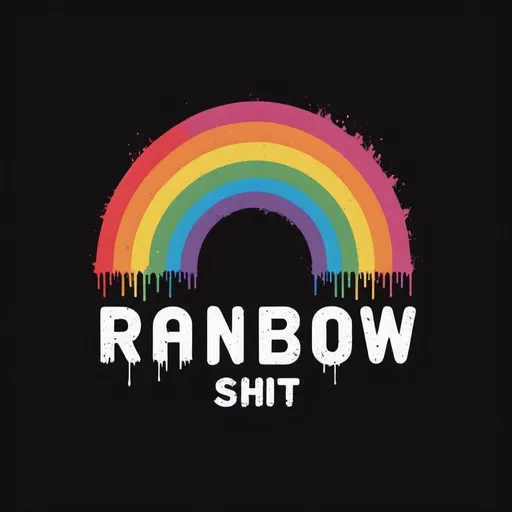 Prompt: A minimalistic grunge badass vector text that reads "Rainbow Shit" 