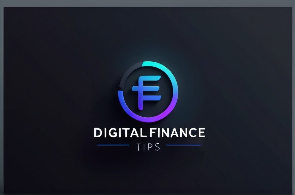 Prompt: Digital Finance Tips logo, clean and stylish design, trending, dark mode, modern, professional, minimalist, high quality, sleek typography, matte finish, subtle gradients, cool tones, atmospheric lighting