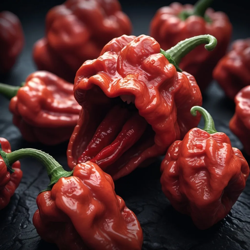 Prompt: (Carolina Reaper chili and crystal meth), detailed close-up, hungarian influence, featuring Székely Dávid, intricate textures, vivid and intense colors, sinister atmosphere, surrounded by dark and eerie shadows, dimly lit, ominous mood, high contrast, dark background with hints of crimson and deep purples, ultra-detailed, 4K, photorealistic rendering, highly textured surfaces, showcasing complexity and detail, dramatic lighting, sharp focus, studio-quality, masterful composition.