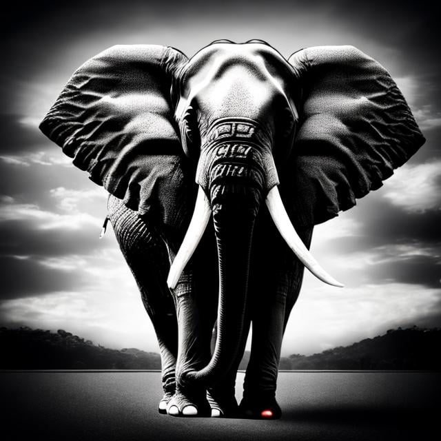 Prompt: high contrast art photography nature elephant