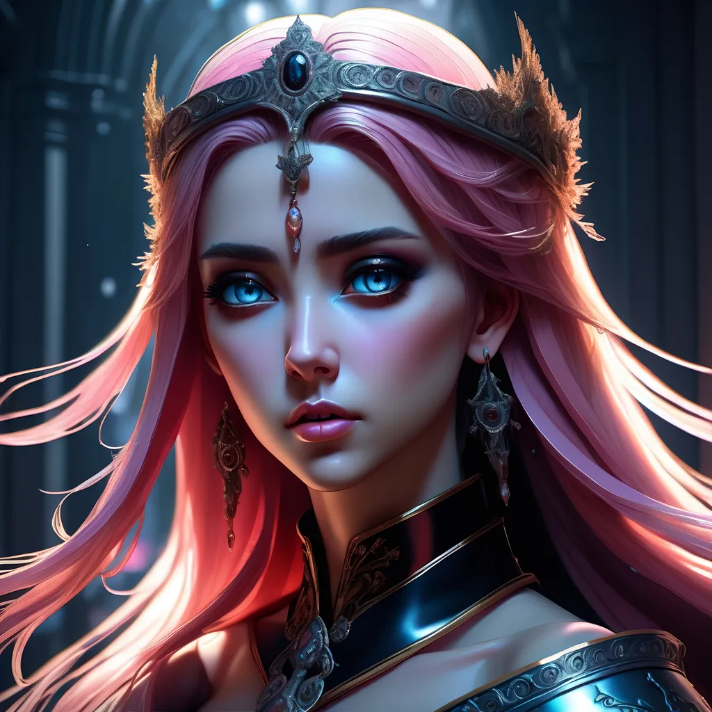 Prompt: Full Body View anime goddess Queen of Kings, got raven hair. Dark as night icy eyes pink color pallet, Nordic detailed fused with Victorian cell shade. Heavenly beauty, 128k, 50mm, f/1. 4, high detail, sharp focus, perfect anatomy, highly detailed, detailed and high quality background, oil painting, digital painting, Trending on artstation, UHD, 128K, quality, Big Eyes, artgerm, highest quality stylized character concept masterpiece, award winning digital 3d, hyper-realistic, intricate, 128K, UHD, HDR, image of a gorgeous, beautiful, dirty, highly detailed face, hyper-realistic facial features, cinematic 3D volumetric, illustration by Marc Simonetti, Carne Griffiths, Conrad Roset, 3D anime girl, Full HD render + immense detail + dramatic lighting + well lit + fine | ultra - detailed realism, full body art, lighting, high - quality, engraved, ((photorealistic)), ((hyperrealistic)), ((perfect eyes)), ((perfect skin)), ((perfect hair)), ((perfect shadow)), ((perfect light))