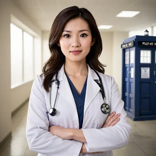 Prompt: i need a female doctor who is going to be the face of my product marketing company. preferrable she is young ad asian
