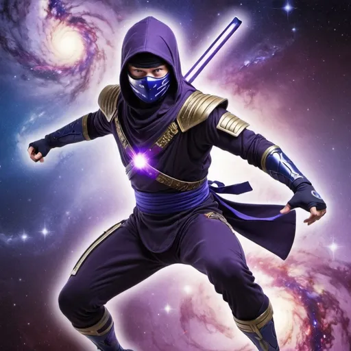 Prompt: Galaxy ninja with galaxy powers