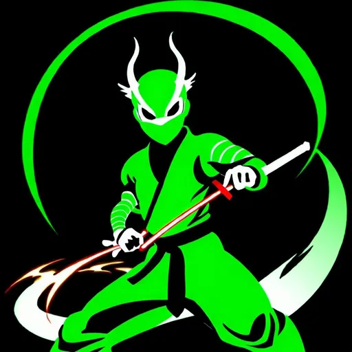 Prompt: Green Dragon ninja with dragon powers