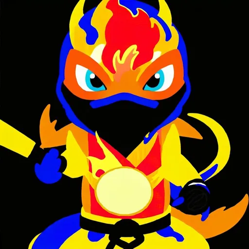 Prompt: Orange dragon ninja with lava powers