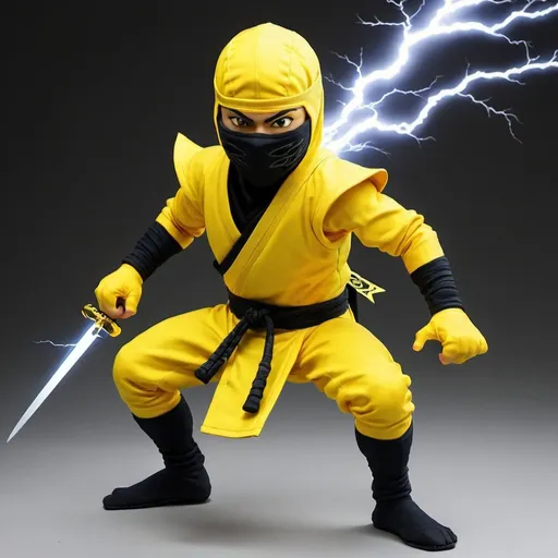 Prompt: Yellow ninja with thunder powers