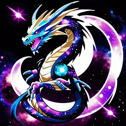 Prompt: Galaxy dragon ninja with galaxy powers