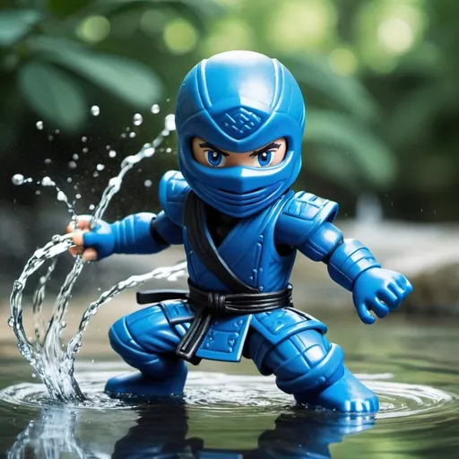 Prompt: Blue ninja with water powers