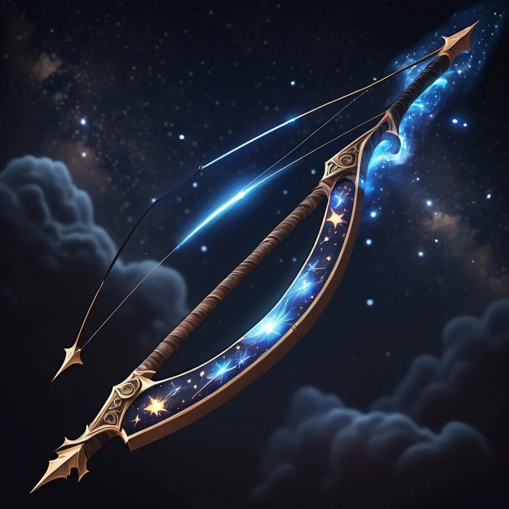 Prompt: longbow made of stars and void, fantasy style