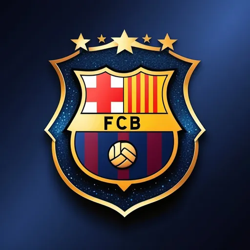 Prompt: (accurately spelled text "META BARCA"), (luxurious football club logo), elegant design, modern aesthetic, sparkling accents, vibrant colors, rich golds and deep blues, sleek and sophisticated, high-end visual appeal, glossy finish, ultra-detailed, dynamic layout, perfect for advertising, eye-catching presentation, contemporary elegance, perfect for a luxury brand.