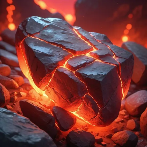 Prompt: ((best quality)), ((illustration)), ((masterpiece)), bright  red hues colors, unreal engine, highres, 1 magical rock glowing red orange; highly detailed