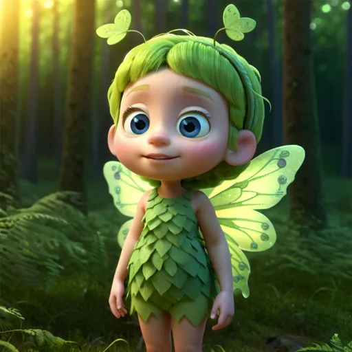 Prompt: Disney-style illustration of a cute forest fairy, octane render