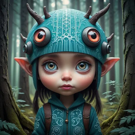 Prompt: 
ultra highly detailed, 

luminism, cute vivid tiny girl Discover the futuristic vision with our creation, an amazing android
extremely big sharp glowing eyes,
troll oppresses spruce,  of a dark gloomy forest , 



cinematic,

32k,

finnish folklore,

detailed ink,

acrylic,

Kraola,

Nicoletta Ceccoli,

Beeple,

Jeremy Ketner Todd Lockwood,

storybook illustration,

extremely large sharp luminous eyes,

traditional finnish interior,

fairy tale,

storybook,

mystical,

very detailed unusual very detailed,

difficult,

difficult posture,

masterpiece,

high quality,

bright colors,

intricate patterns