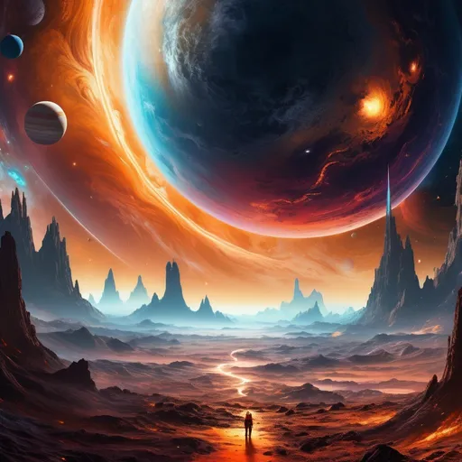 Prompt: Planetary space scene with epic cinematic brilliance, stunning intricate details, maximalist digital gauche painting, dramatic atmosphere, high quality, brilliant colors, intricate details, maximalist, cinematic, planetary space, digital painting, dramatic atmosphere, atmospheric lighting