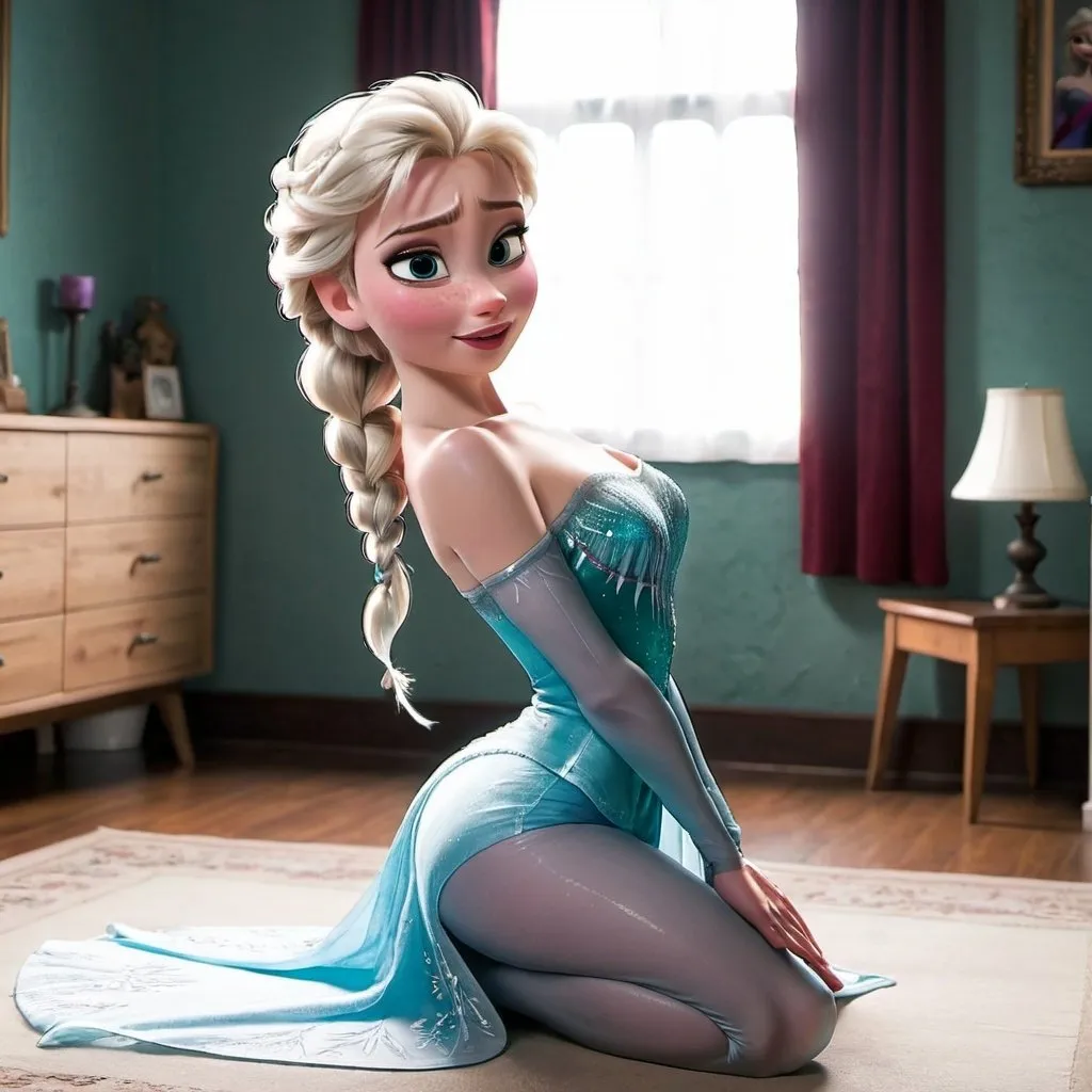 Prompt: Elsa bending over 