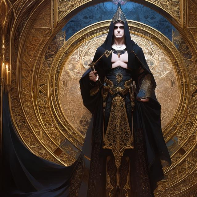 Prompt: Full body splash art of a male priest of the goddess of pain and torture, handsome, androgynous, feminine, charming, flirty, elegant, highly detailed, intricate, smooth, sharp focus, artstation, digital painting, concept art, art by greg rutkowski, alphonse mucha and John William Waterhouse, D&D, fantasy