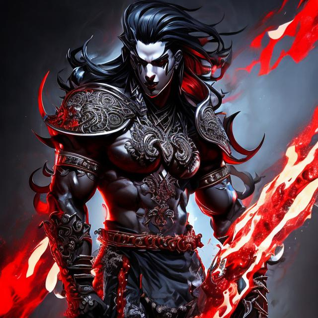 Prompt: Full body splash art of a male follower of the goddess of pain and torture, blood, scars, piercings, leather, latex, handsome, androgynous, whip, scourge, sadism, masochism, feminine, charming, flirty, elegant, highly detailed, intricate, smooth, sharp focus, artstation, digital painting, concept art, art by greg rutkowski, alphonse mucha and John William Waterhouse, D&D, fantasy