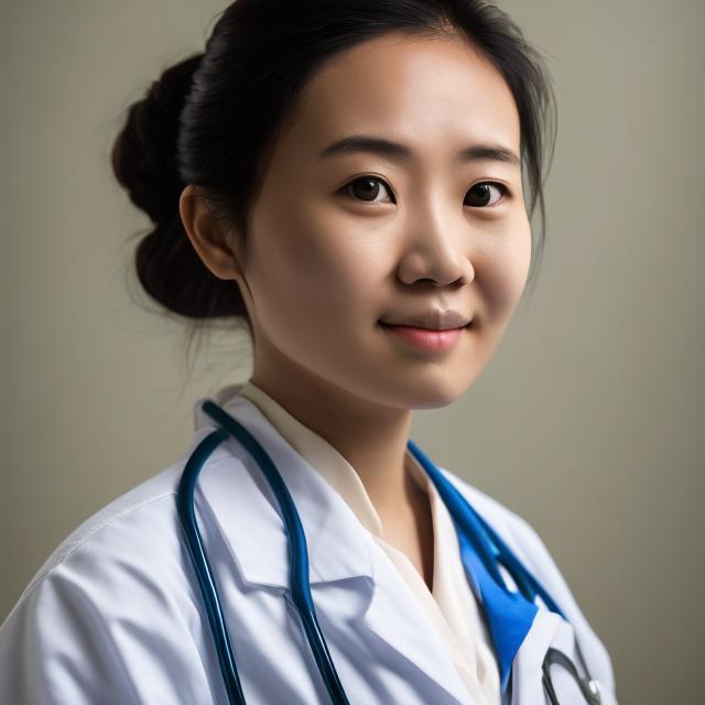 Prompt: portrait young female doctor