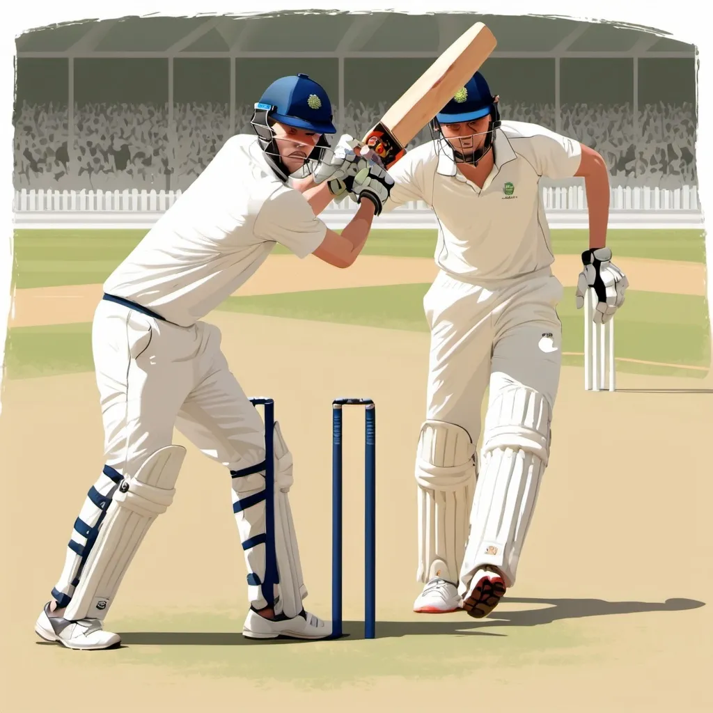 Prompt: Created vector illustrations of a cricket match as drawing

