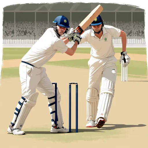 Prompt: Created vector illustrations of a cricket match as drawing

