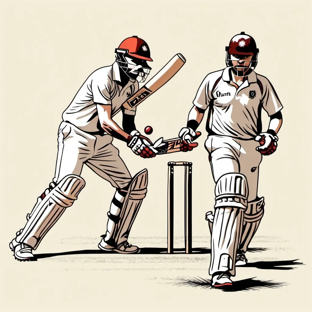 Prompt: Created vector illustrations of a cricket match as drawing

