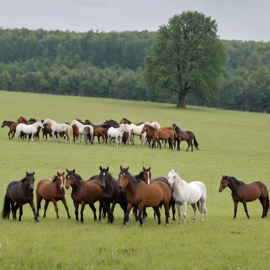Prompt: Land scape with a herd of horses 