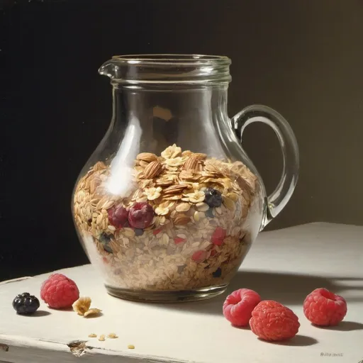 Prompt: A jug of bricher muesli