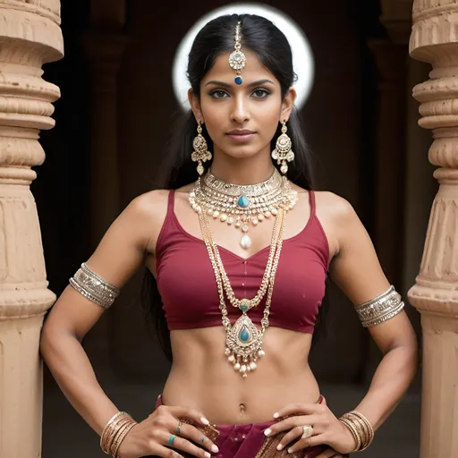 Prompt: Beautiful woman, indian goddess, full body, athletic body, wearing only jewelleries
