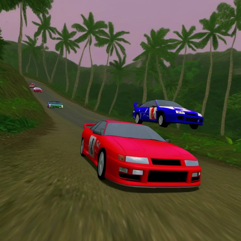 Prompt: <mymodel> cars racing in the jungle