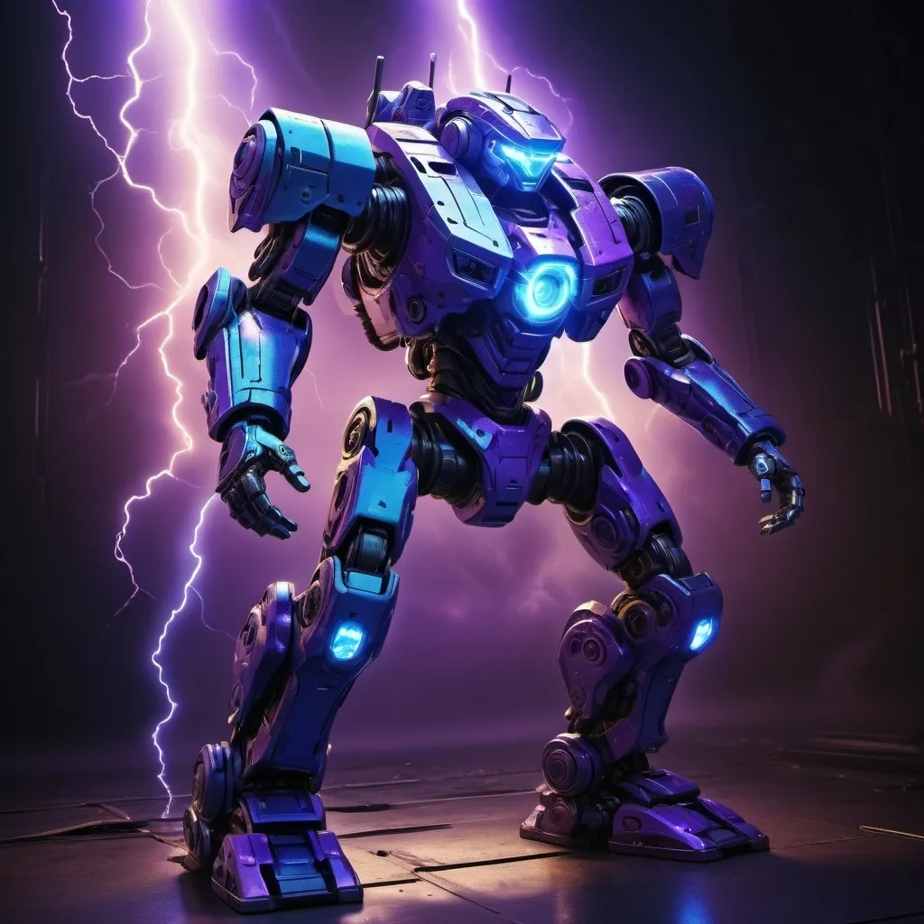 Prompt: a battlemech with electric powers