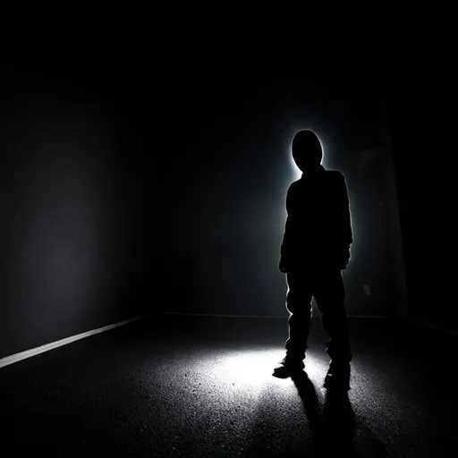 Prompt: shadowy figure with glowing eyes in the corner of bedroom at night, dark, mysterious, gloomy, realistic